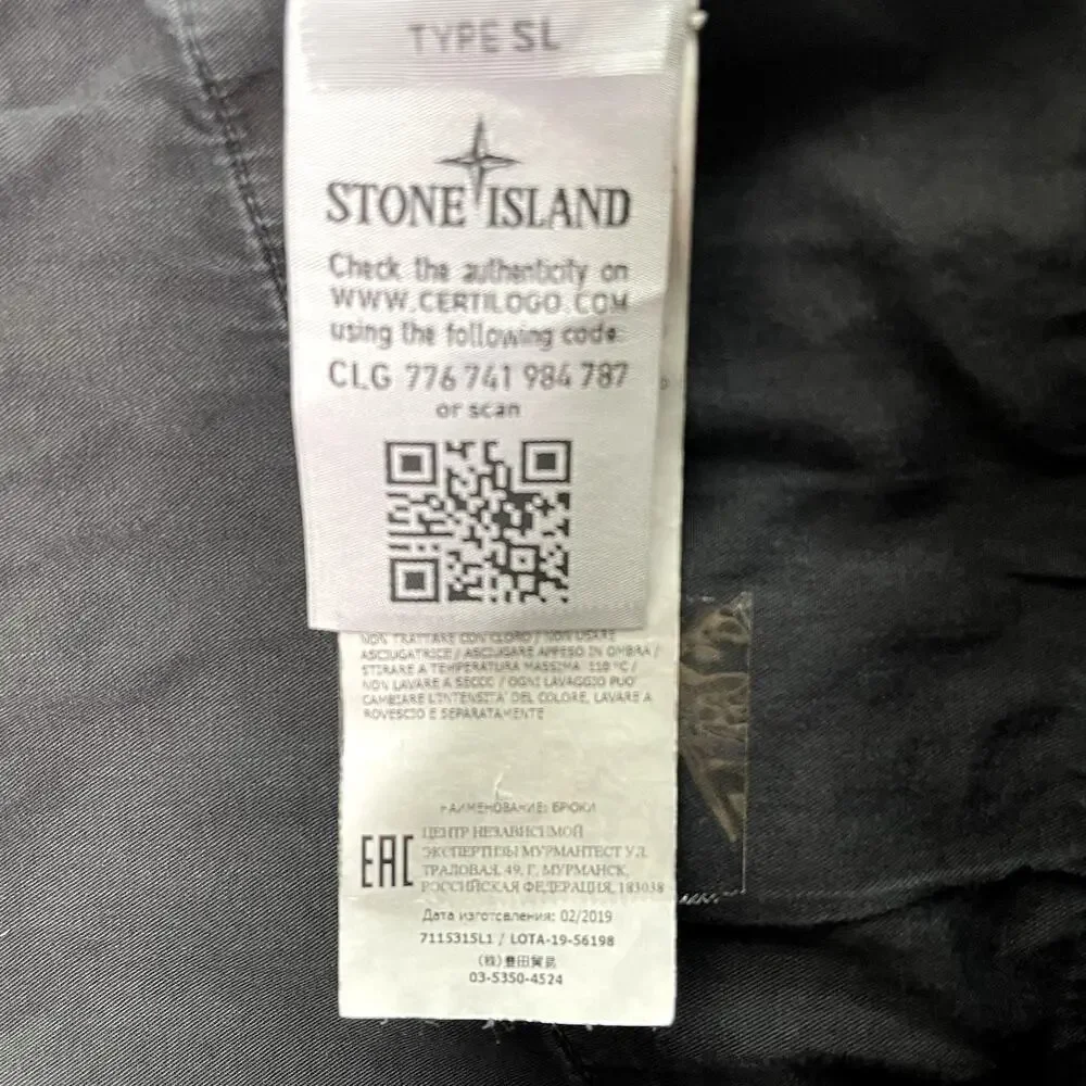 Stone Island Type SL Cargo Pants Mens W31 Black 7115315L1 Compass Patch